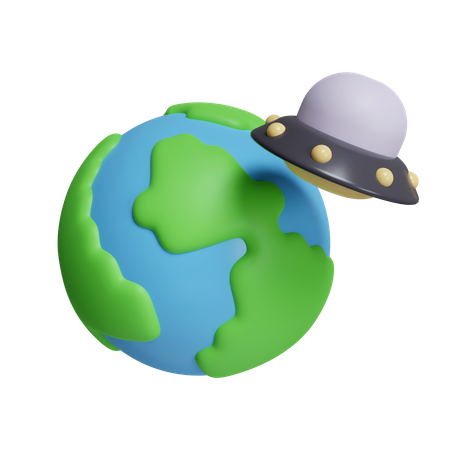 Ufo Above The Earth  3D Icon