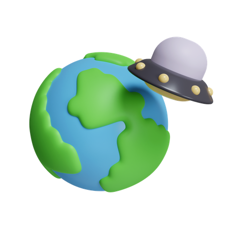 Ufo Above The Earth  3D Icon
