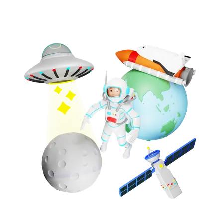 Nave espacial OVNI  3D Illustration