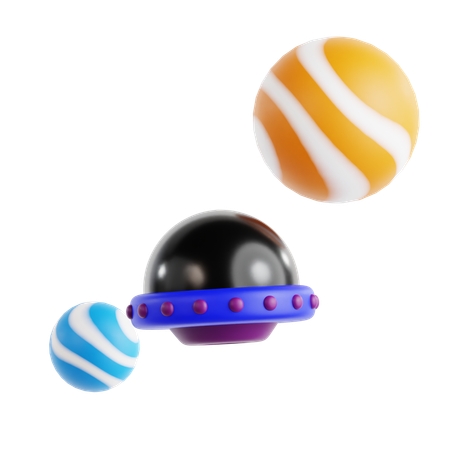 Ufo On Planet  3D Icon