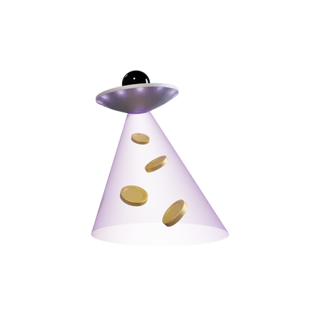 UFO zieht Geld  3D Illustration