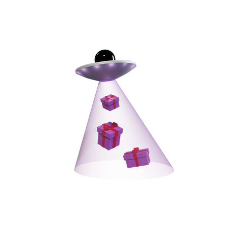 Ufo Pulling Gifts 3D Illustration
