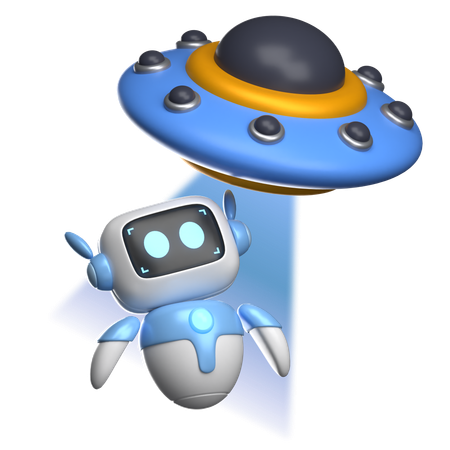 Ufo Sucked Robot  3D Icon