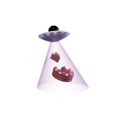 Ufo Taking Cake 3D Illustration