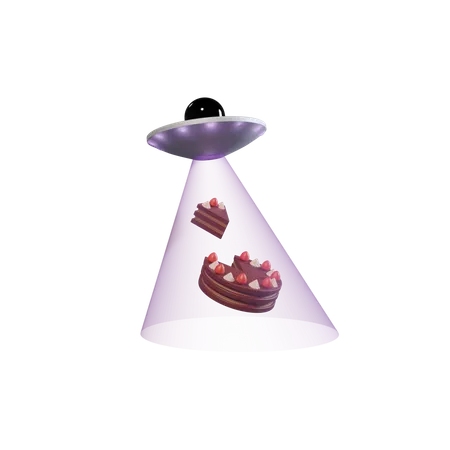 Ufo Taking Cake  3D Illustration