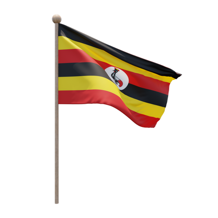 Uganda Flag Pole  3D Illustration