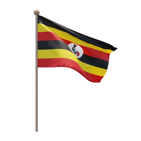 Uganda Flag Pole  3D Illustration