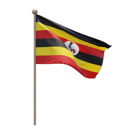 Mastro de bandeira de Uganda  3D Flag