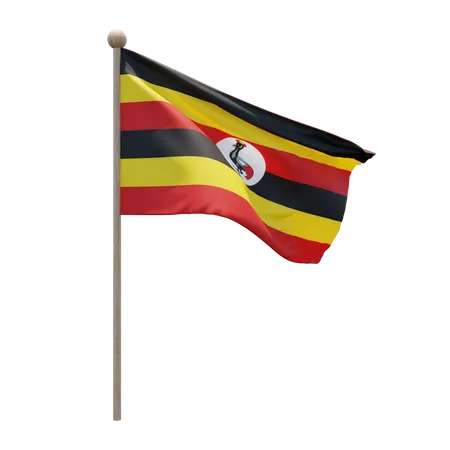 Mastro de bandeira de Uganda  3D Flag