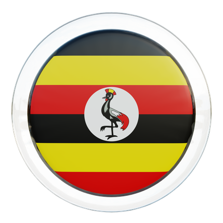 Uganda Round Flag 3D Icon