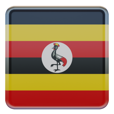 Uganda Square Flag  3D Icon