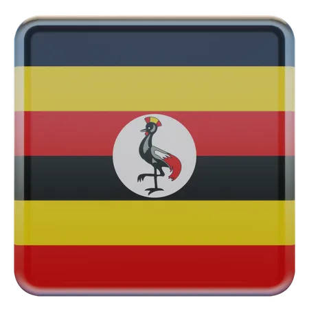 Uganda Square Flag  3D Icon