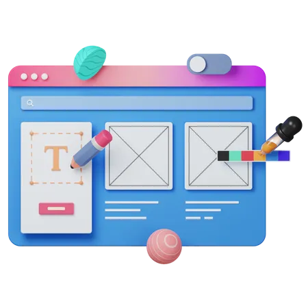 Wireframe da interface do usuário  3D Illustration