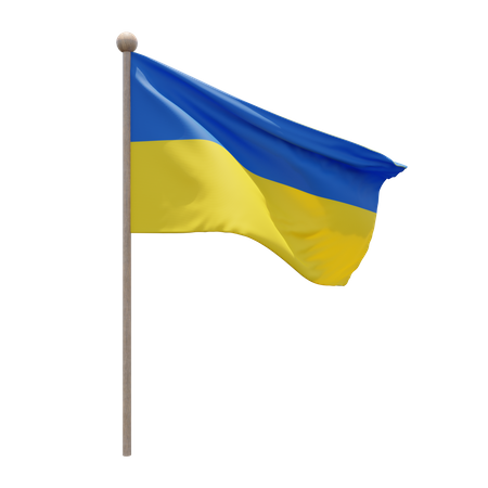 Ukraine Flag Pole  3D Icon