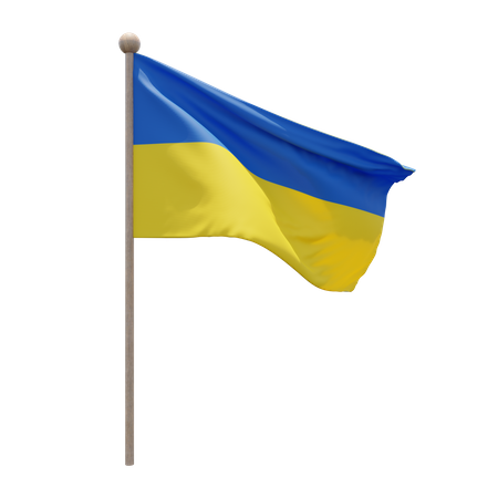 Ukraine Flagpole 3D Illustration