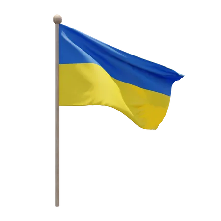 Ukraine Flagpole  3D Illustration