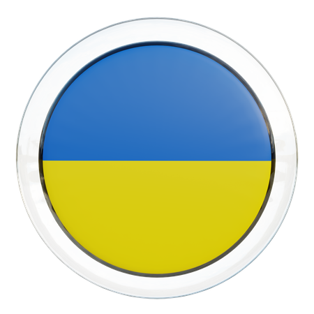 Ukraine Round Flag  3D Icon