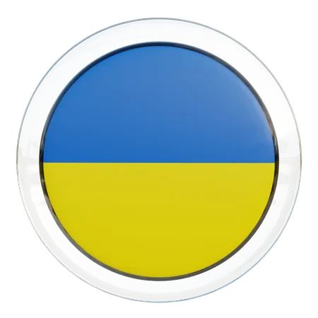 Ukraine Round Flag  3D Icon