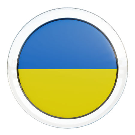 Runde Flagge der Ukraine  3D Icon