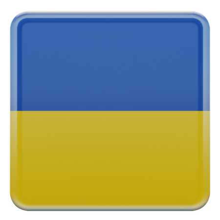 Ukraine Square Flag  3D Icon