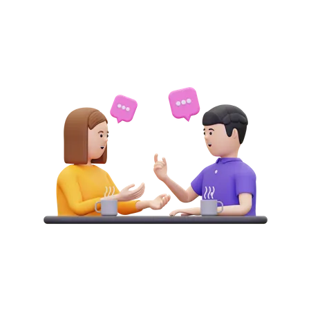 Um homem e uma mulher estão conversando  3D Illustration