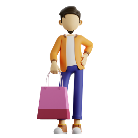 Um homem está fazendo compras  3D Illustration