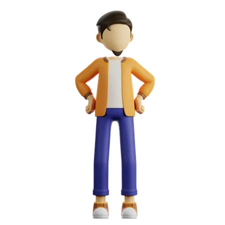 Um homem está de pé  3D Illustration