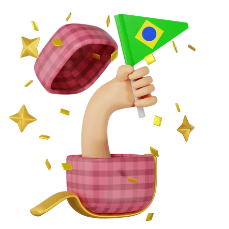 Uma mão está segurando uma bandeira  3D Icon