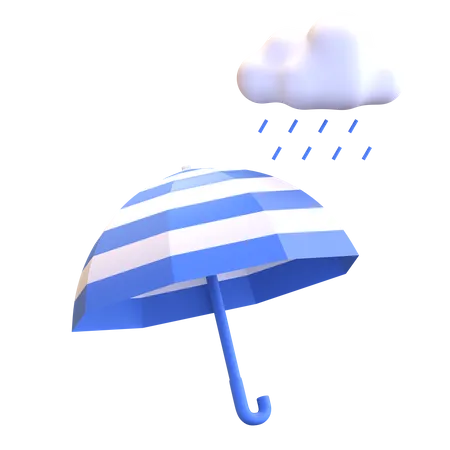 Rain Cloud Umbrella Weather Icon 3 D Render Illustration 3D Illustration
