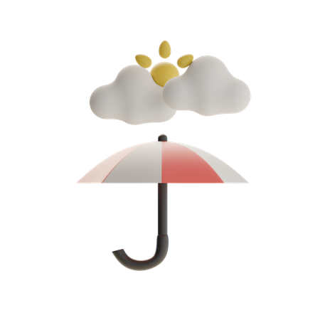 Umbrella And Cloudy Sunny Weather  3D Icon