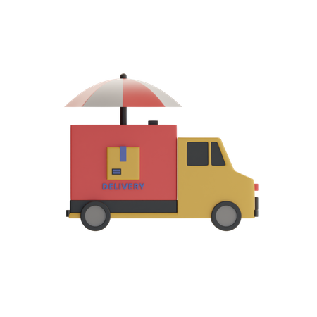 Umbrella and Delivery Truck  3D Icon