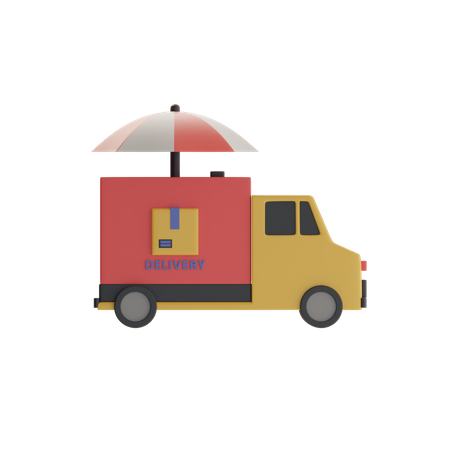 Umbrella and Delivery Truck  3D Icon