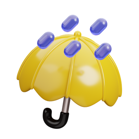 Umbrella and Rain  3D Icon