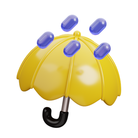 Umbrella and Rain  3D Icon