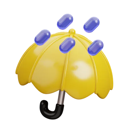 Umbrella and Rain  3D Icon