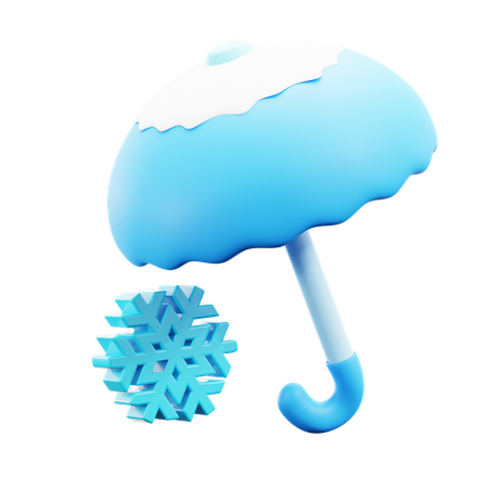 Umbrella And Snow  3D Icon