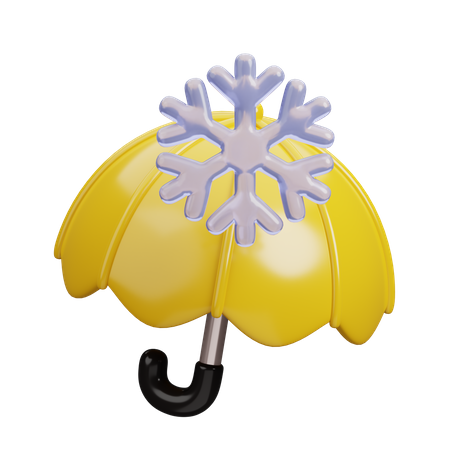 Umbrella and Snowflake  3D Icon
