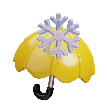 Umbrella and Snowflake  3D Icon