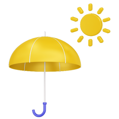 Umbrella and sun 3D Icon