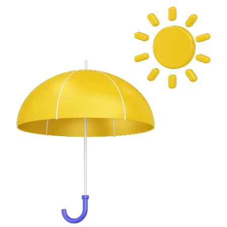 Umbrella and sun  3D Icon