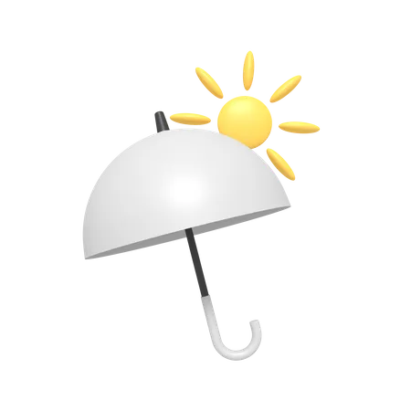 3 D Icon Of Umbrella And Sun 3D Icon