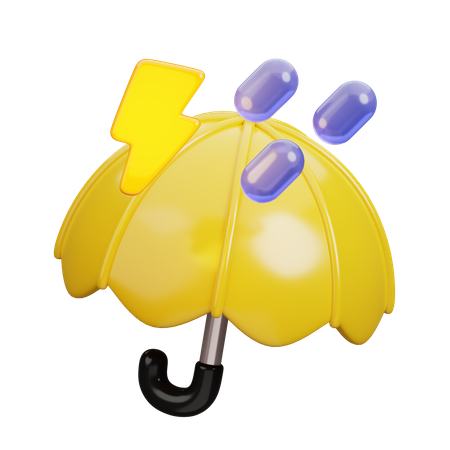 Umbrella and Thunderstorm  3D Icon