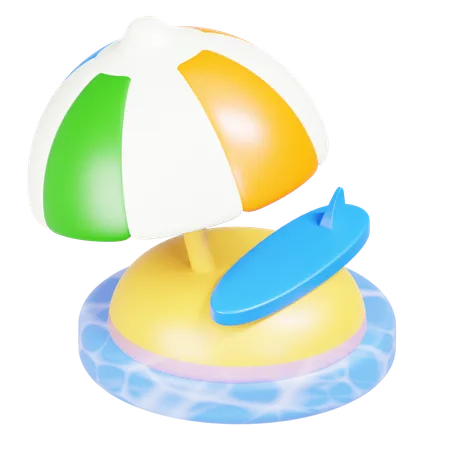 Umbrella Beach  3D Icon