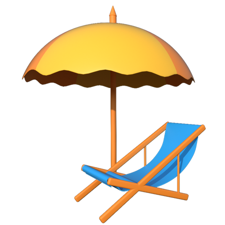 Umbrella Beach  3D Illustration