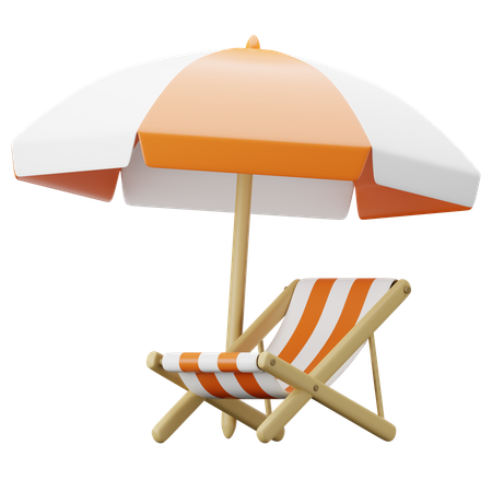 Umbrella Beach 3D Illustration