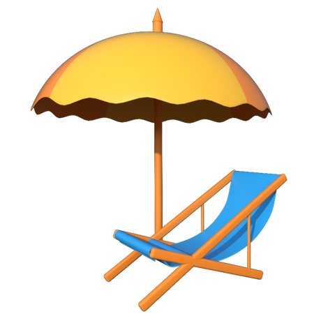 Umbrella Beach 3D Illustration
