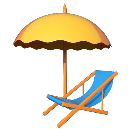 Umbrella Beach  3D Illustration