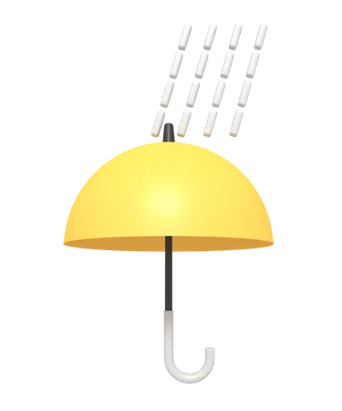 3 D Icon Of Umbrella In The Rain 3D Icon