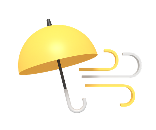 Umbrella In The Wind  3D Icon