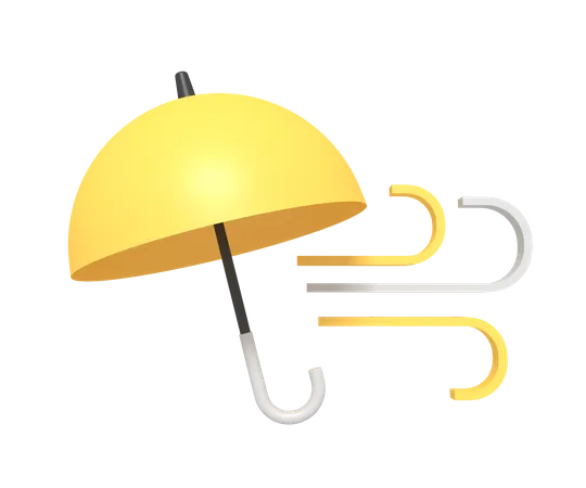 Umbrella In The Wind  3D Icon